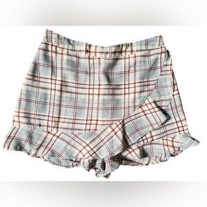 Altar'd State Plaid Ruffle Skort - Red and Cream